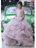 Light Mauve Tulle Ruffle Clouds Flower Girl Dress